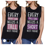 Tall Short Friend BFF Matching Tank Tops Womens Cute Graphic Tanks