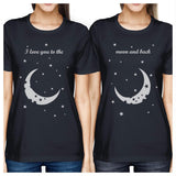 Moon And Back BFF Matching Shirts Womens Navy For Friends Birthday