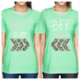 BFF Floral Crazy BFF Matching Shirts Womens Mint Short Sleeve Tee