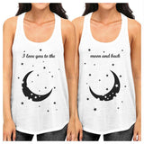 Moon And Back Best Friend Gift Shirts Womens Funny Graphic Tanks