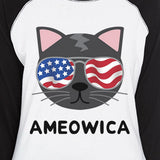 Ameowica Womens Graphic Baseball Shirt Gift For Independence Day