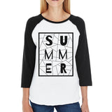 Summer Geometric Trendy Lettering 3/4 Sleeve Baseball Top For Women