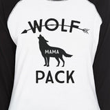 Wolf Pack Papa Mama Baby Womens Black And White Baseball Shirt