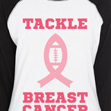 Tackle Breast Cancer Football Womens Black And White BaseBall Shirt