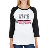 Keeping The Lumps Out Of My Cups Breast Cancer Womens Black And White BaseBall Shirt