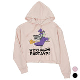 Witch Way To Partay Womens Crop Hoodie