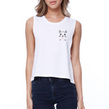 Meow Pocket Cat Crop Tee Girl's Sleeveless Shirt Junior Tank Top