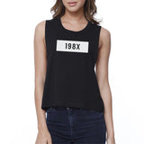 198X Women's Black Cute Design Crop Tee Unique Graphic Gift Ideas