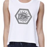 Stay Salty Womens White Sleeveless Crop Tee Funny Graphic Crop Top