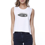 Summer Calling It's Surf Time Womens White Crop Top