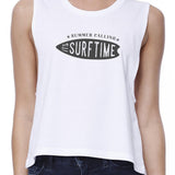 Summer Calling It's Surf Time Womens White Crop Top
