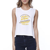 Authentic Summer Surfing California Womens White Crop Top