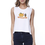 Pumpkin Spice Relationship Goals Womens White Crop Top