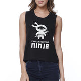 Cancer Fighting Ninja Womens Black Crop Top