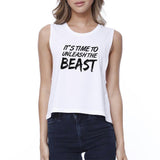 Unleash Beast Womens Funny Graphic Crop Top Lightweight Gym Gift