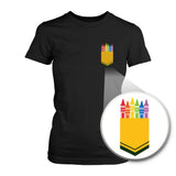 Color Crayon Pocket Print Women's Shirt Cool Gifts For Teachers