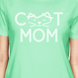 Cat Mom Women's Mint Round Neck T Shirt Gift Ideas For New Moms
