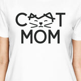 Cat Mom Women's White Graphic T Shirt Cat Paw Design Gift Ideas