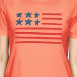 USA Flag Womens 4th Of July Decorative Shirt Cute Short Sleeve Tee