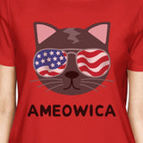 Ameowica Womens Funny Fourth Of July T-Shirt Gifts For Cat Owners