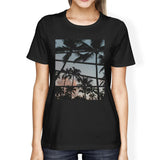 Palm Trees California Sunset Photography Womens Short Sleeve Shirt