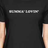 Summa' Lovin' Womens Black Crewneck Short Sleeve T-Shirt For Summer