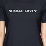 Summa' Lovin' Womens Navy Round Neck Short Sleeve Summer Tee Cotton