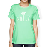 Smile Palm Tree Womens Mint Short Sleeve Lightweight Summer Tee