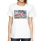 California Sunset Aloha Womens White Cotton Summer Shirt Round Neck