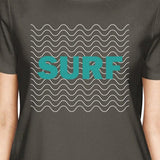 Surf Waves Womens Dark Grey Cotton Short Sleeve Tee Summer Gifts