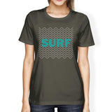Surf Waves Womens Dark Grey Cotton Short Sleeve Tee Summer Gifts