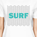 Surf Waves Womens White Round Neck T-Shirt Funny Design Cotton Tee