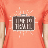 Time To Travel Womens Peach Shirt