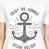 Enjoy The Summer Ocean Holiday Womens White Shirt