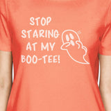 Stop Staring At My Boo-Tee Ghost Womens Peach Shirt