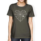 Heart Spider Web Womens Dark Grey Shirt