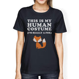 This Is My Human Costume Fox Womens Navy Shirt