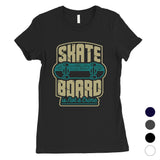 Skate Board Not Crime Womens Unique Graphic Tee T-Shirt For Skaters