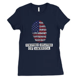 USA Fingerprint Flag Womens Cute Graphic T-Shirt 4th of July Outfit