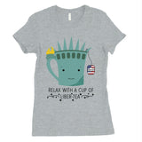 Cup Of Liber-Tea Shirt Womens Short Sleeve Round Neck July 4th Tee