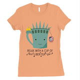 Cup Of Liber-Tea Shirt Womens Short Sleeve Round Neck July 4th Tee