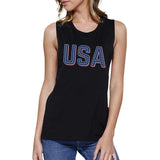 USA With Stars Womens Cotton Muscle Top Unique USA Letter Printed