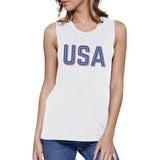 USA With Stars Womens Sleeveless Shirt Funny Independence Day Tanks