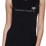 California Dreaming Womens Black Muscle Top Lightweight Summer Top