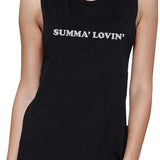Summa' Lovin' Womens Black Summer Cotton Sleeveless Muscle Tee