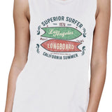 Superior Surfer Los Angeles Longboard Womens White Muscle Top