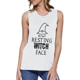 Rwf Resting Witch Face Womens White Muscle Top