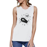 So Dead Inside Coffin Womens White Muscle Top