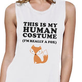 This Is My Human Costume Fox Womens White Muscle Top