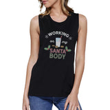 All The Jingle Ladies Womens Black Muscle Top